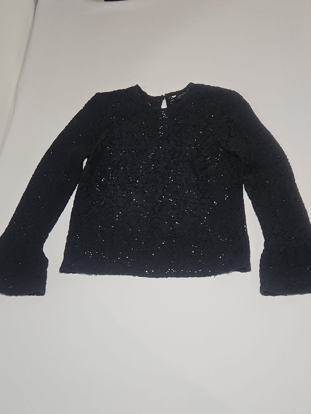 Zara Woman Black Crochet Sweater Top